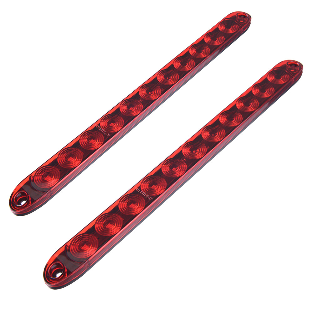 2PCS 16" Red Truck Trailer Light Bar 11 LED Stop Turn Tail Brake Lights Strip