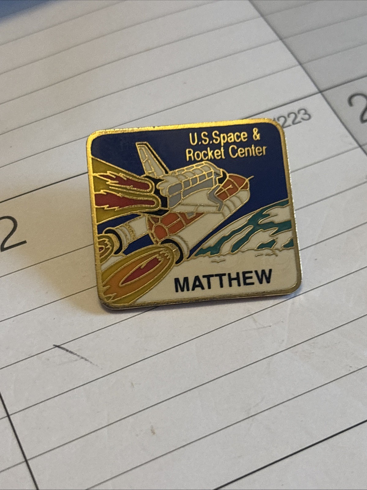 US Space & Rocket Center Nameplate Matthew Pin Huntsville Alabama Space Camp