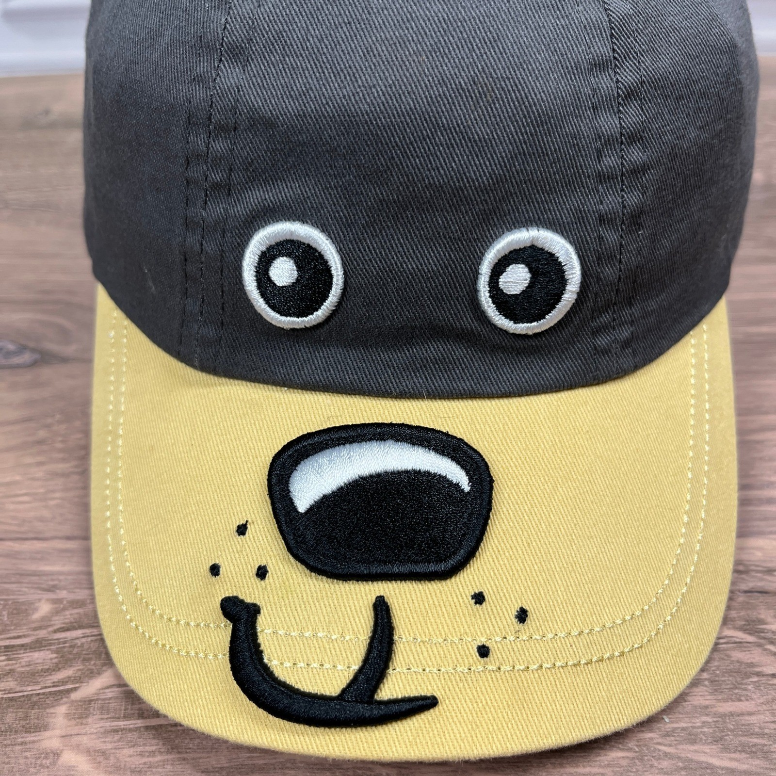 Kids Bear Baseball Cap Lost Lake Resort OS Grey Yellow 3D Ears Embroidered Hat