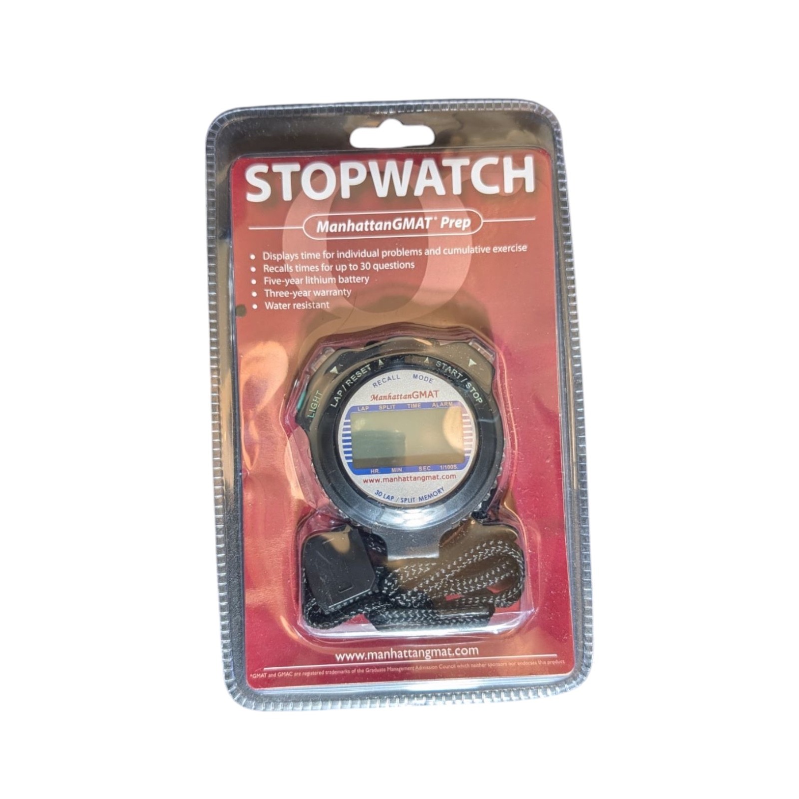 ManhattanGMAT Prep Ultrak 360 Sport Stopwatch 30 Memory New Sealed in Package
