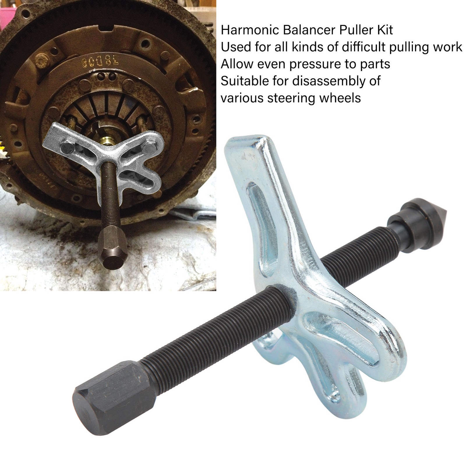 New 14PCS Harmonic Balancer Puller Kit Reusable Tough Carbon Steel High Strength
