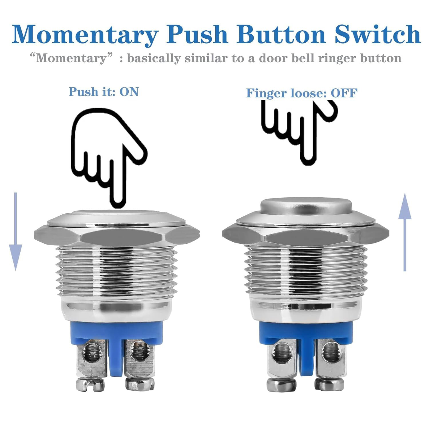 10pcs Momentary Push Button Switch 19mm Horn Button Switch with Screw Terminal