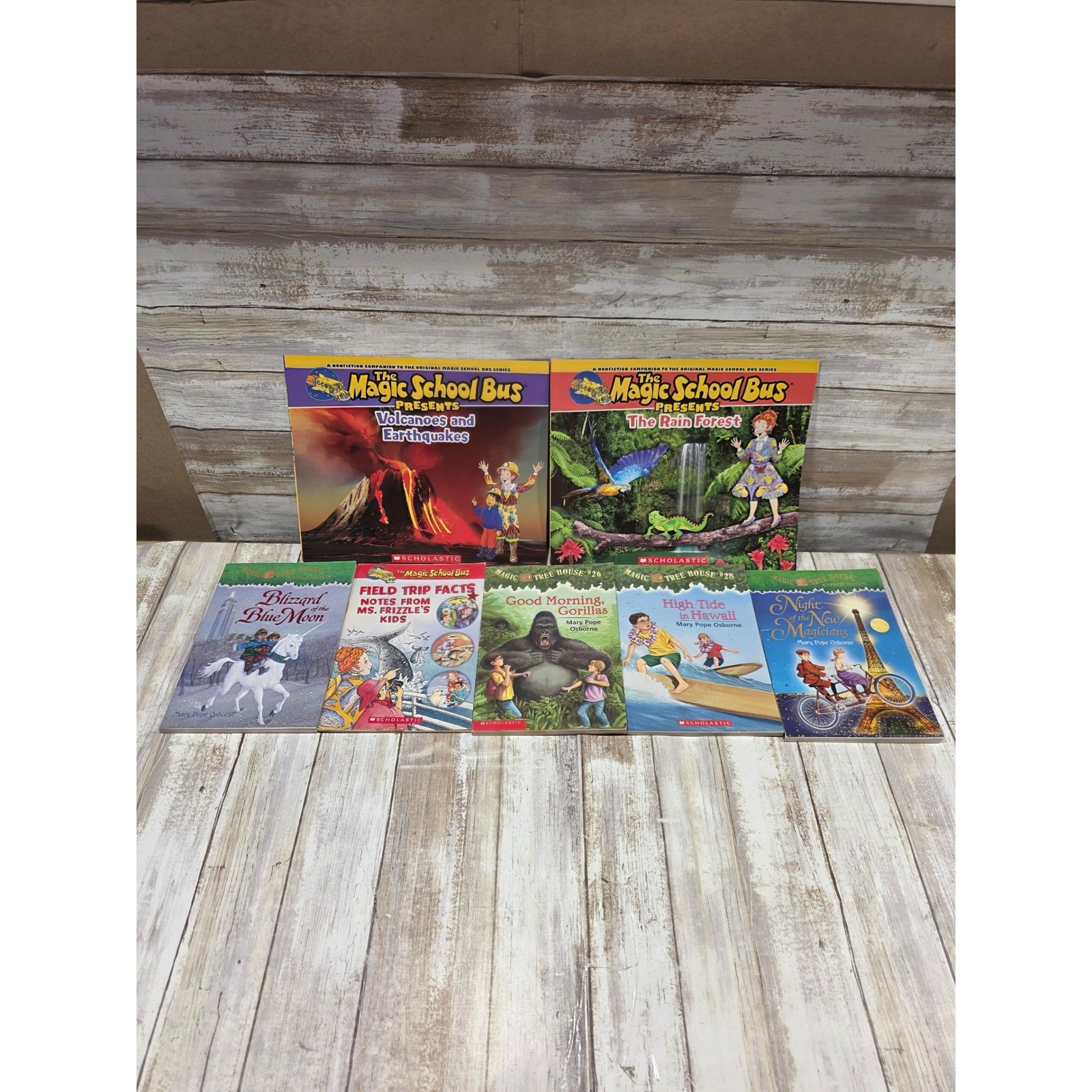 Scholastic Magic School Bus and Magic Tree House Book Lot 7 Paperback Bundle