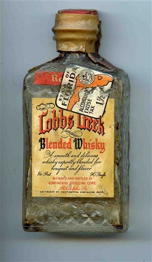 Cobbs Creek Blended Whiskey Empty Miniature Glass Bottle 1930's