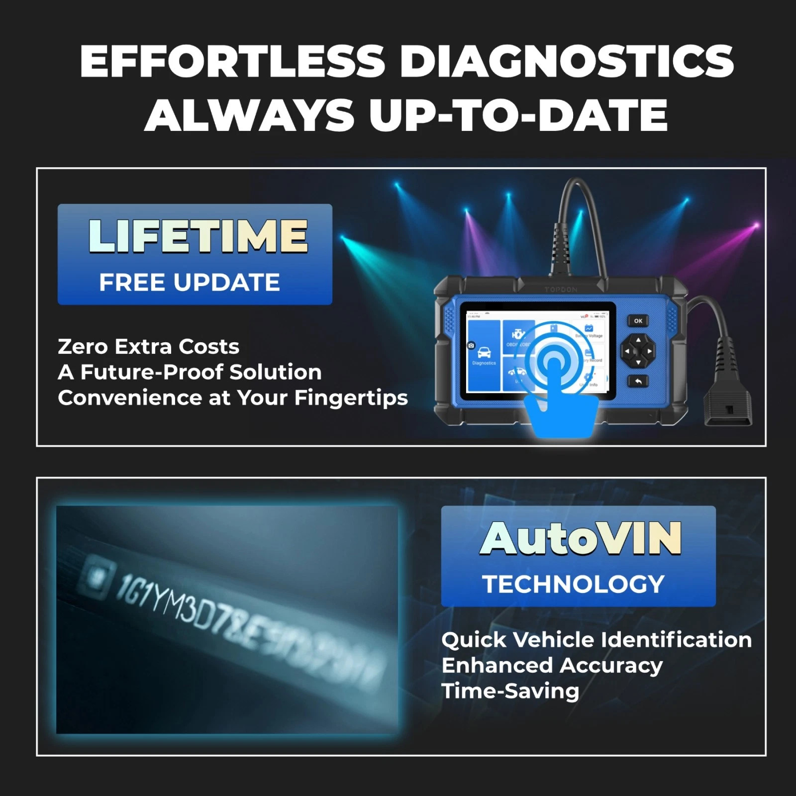 TOPDON AD600PRO All System OBD2 Scanner ABS DPF EPB Diagnostic Tool Free Updates