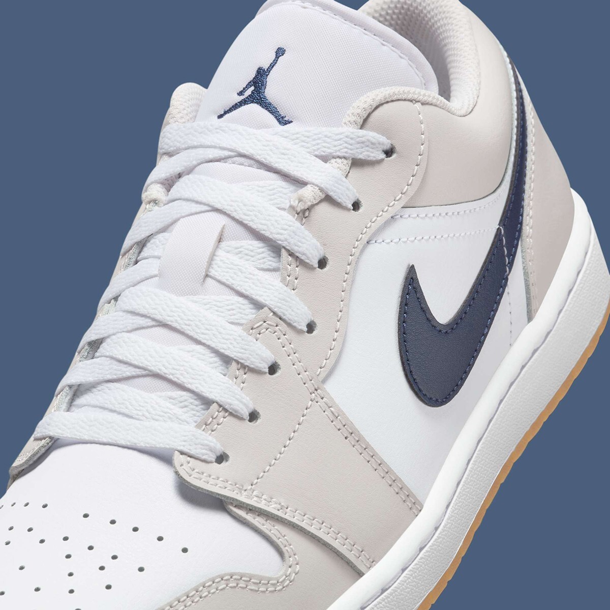 Nike Air Jordan 1 Low Midnight Navy Neutral Grey 553558-146 Men's Size New