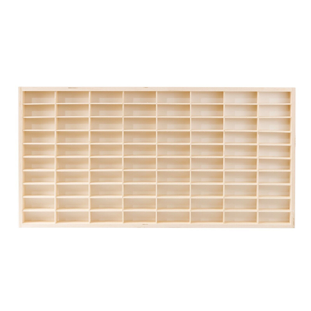 80-Grid Wooden Display Case for 1:64 Toy Car Model Storage Organizer Wall Holder