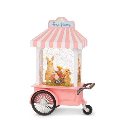 RAZ Imports Blossom Market Lighted Water Cart, 10.5-Inch, Resin, Multicolor