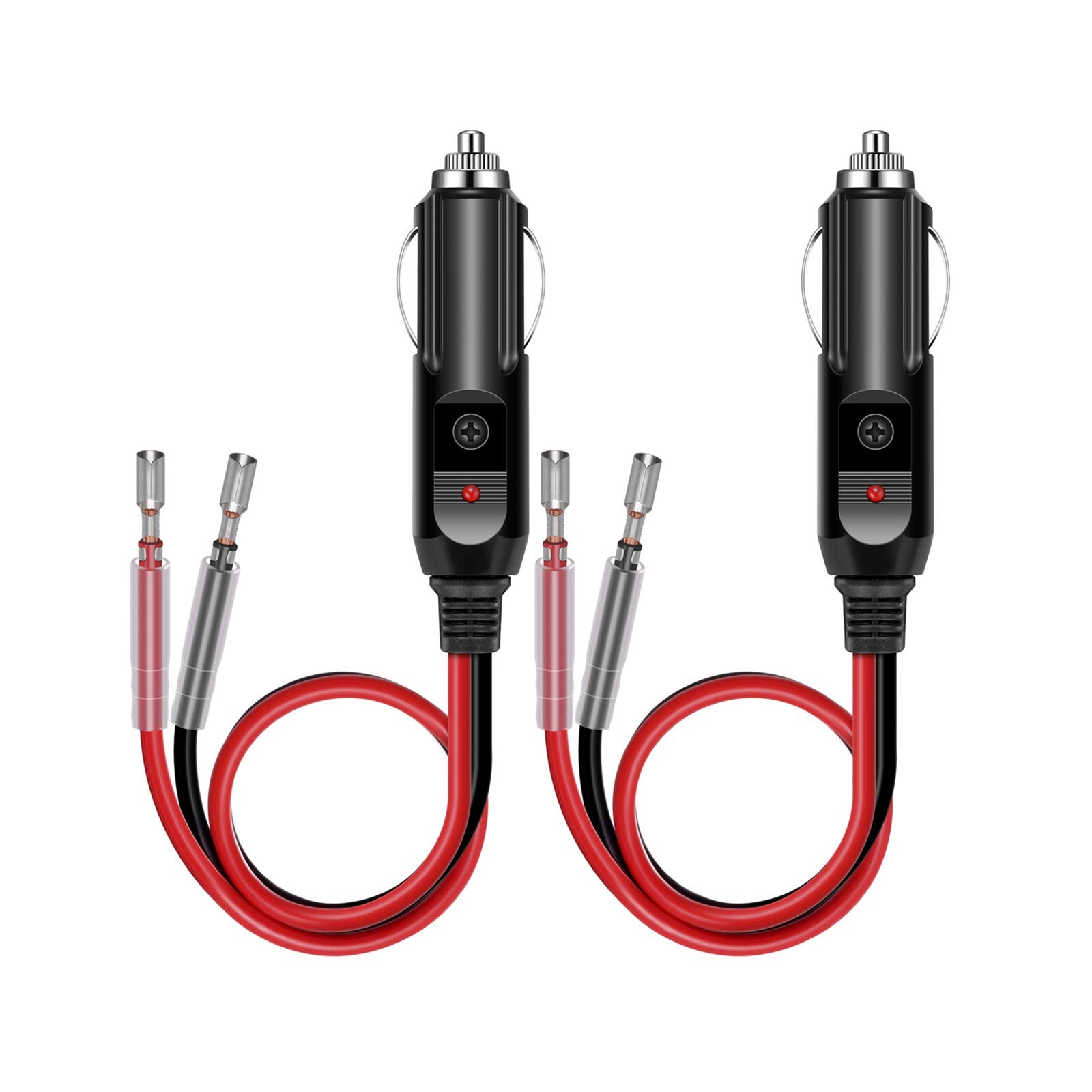 YONHAN Cigarette Lighter Male Plug 12V Fused Replacement 2 Pack, CG3B, Black