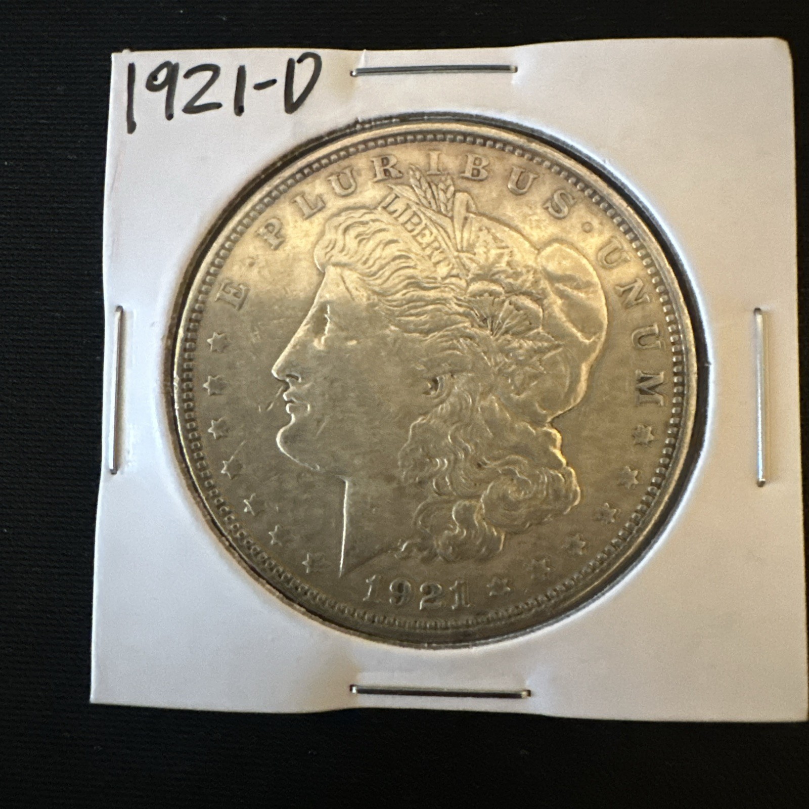 1921 D Morgan Silver Dollar Circulated, 90% Silver, with Detailed Design