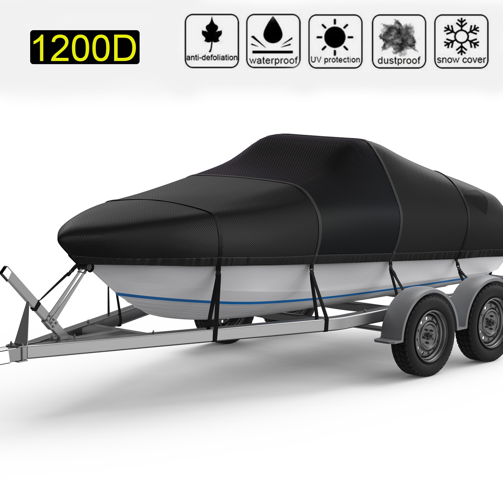 16ft 18ft 22ft Boat Cover Waterproof Trailerable V-Hull Waterproof 1200D Anti-UV
