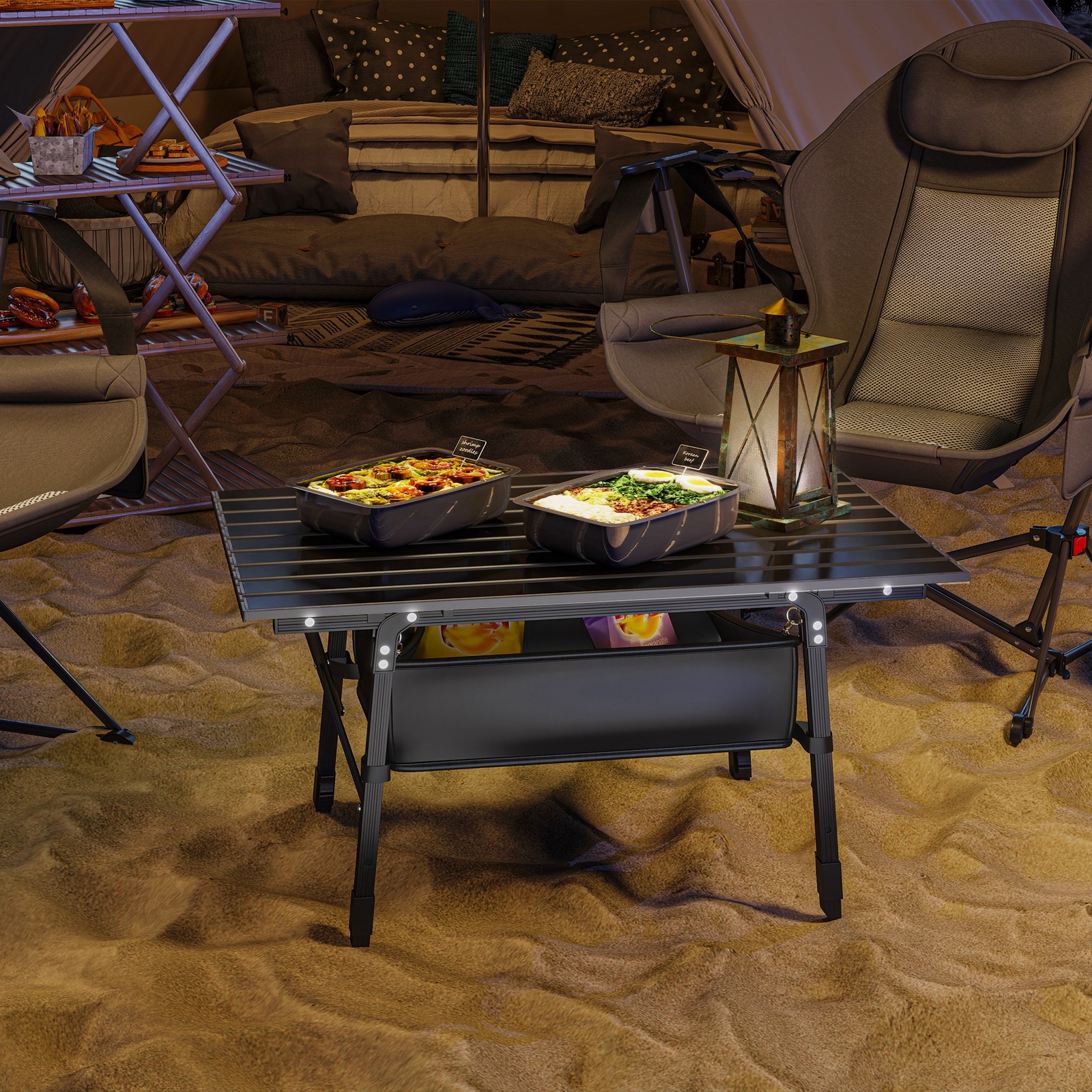 3ft Aluminum Small Folding Table, Portable Camping Table with Storage Bag