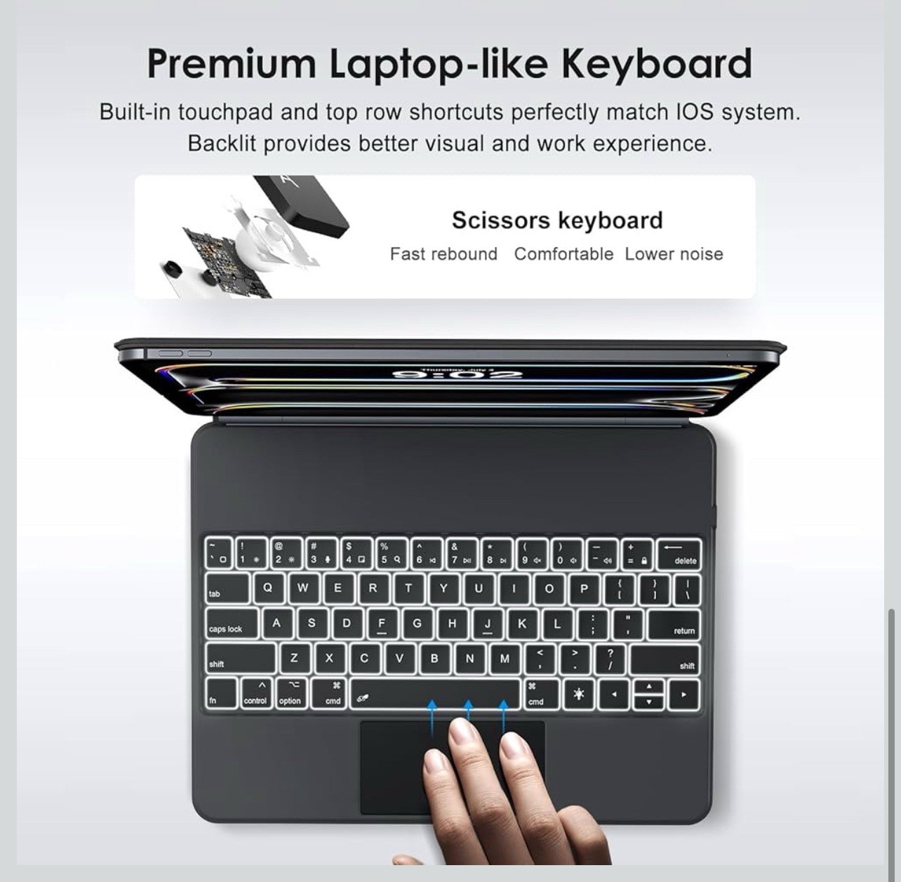 iPad Pro 13-inch (M4 2024 / M5 2025), Magic-Style Magnetic Keyboard Case