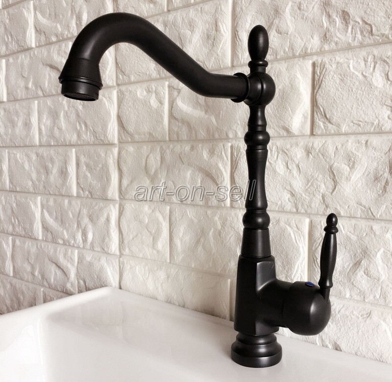 Black Brass Deck Mount Swivel Bathroom & Kitchen Basin Mixer Tap Sink Faucet