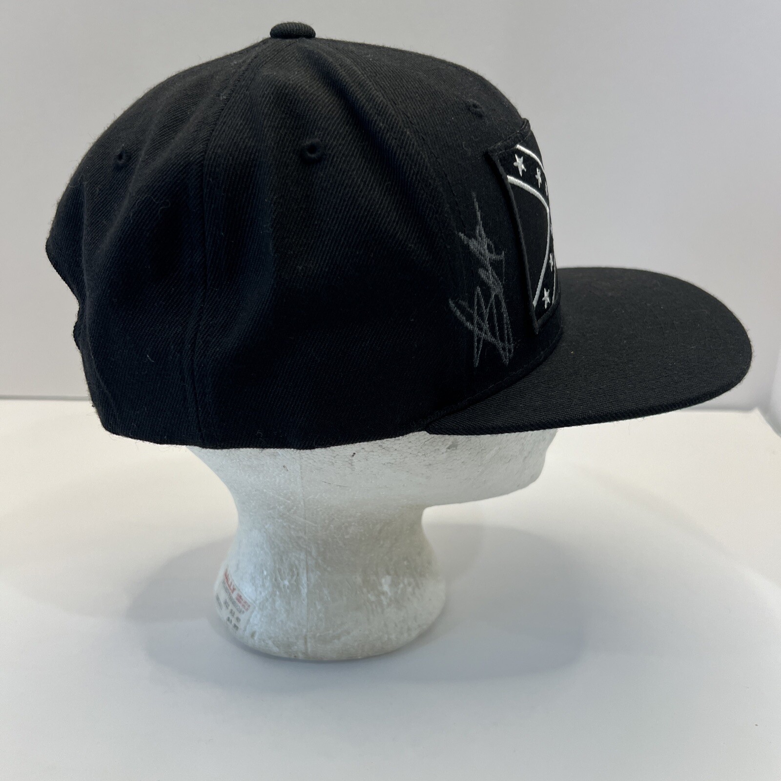 Black & White X Flag on Black Hat Cap Made in John’s County. Snapback