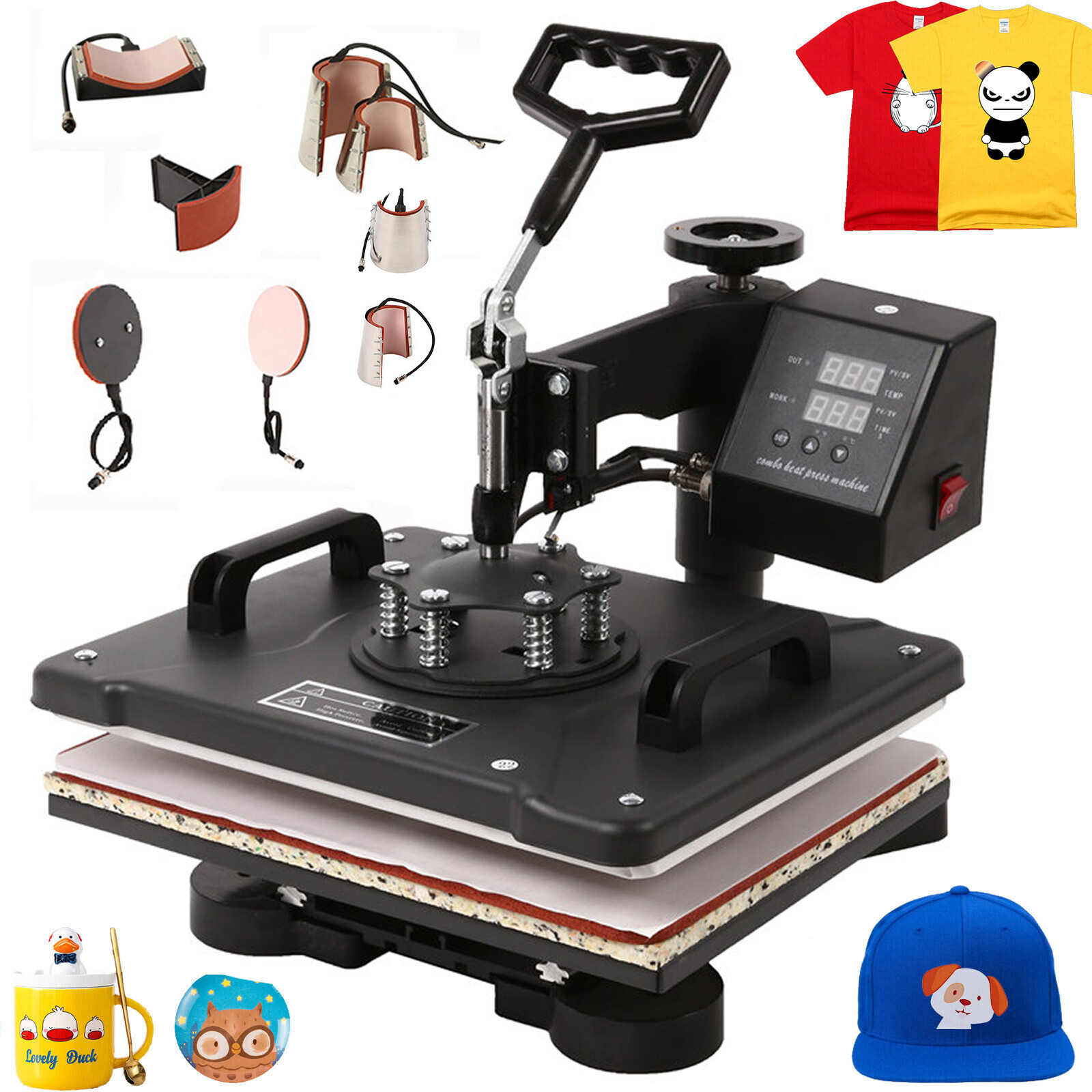 8 in 1 Heat Press Machine Digital Sublimation For Tumbler T shirt Mug 12x15 Inch