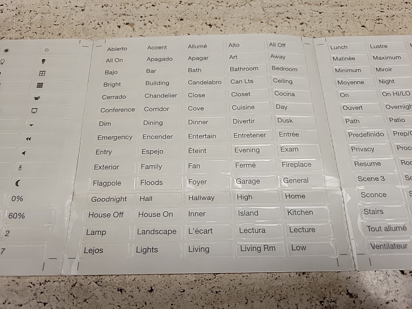 Lutron Engraving Label Sheet Brand New