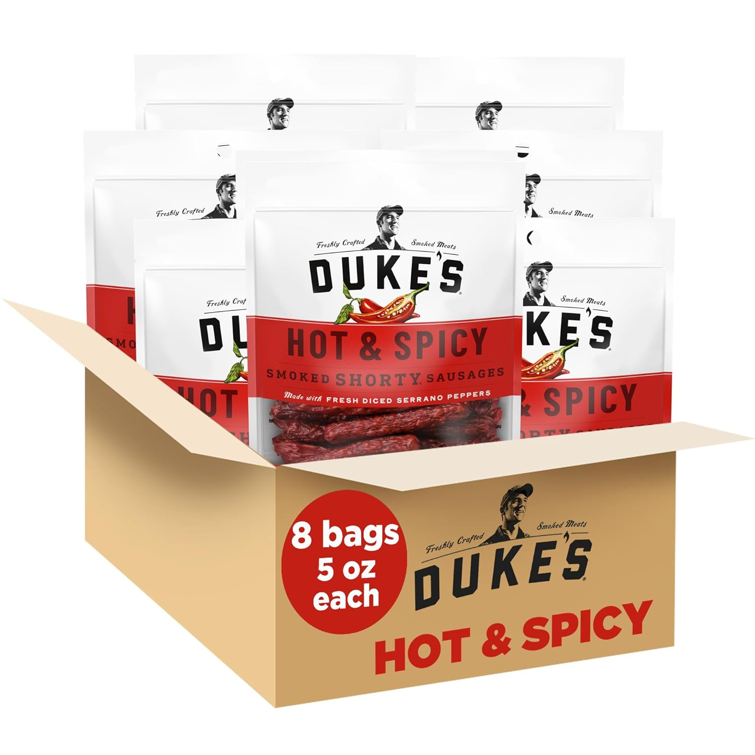 Duke'S Pork Hot & Spicy Smoked Shorty Sausages, 7G Protein per Serving, 5 Oz. (P