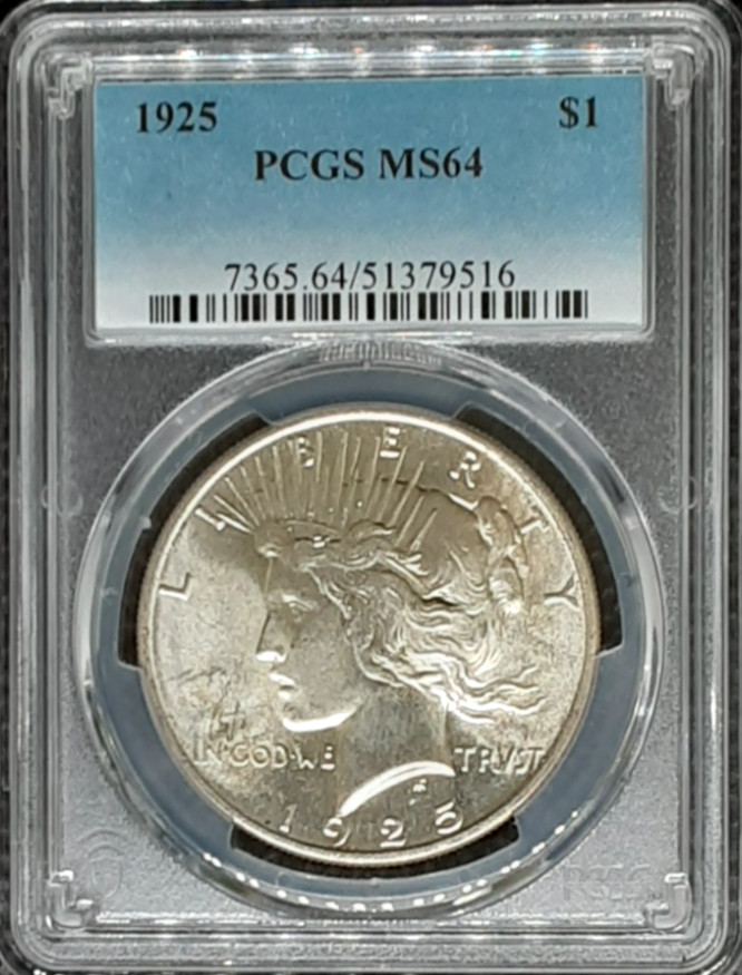 1925 $1 Peace Silver Dollar PCGS MS64 (516)