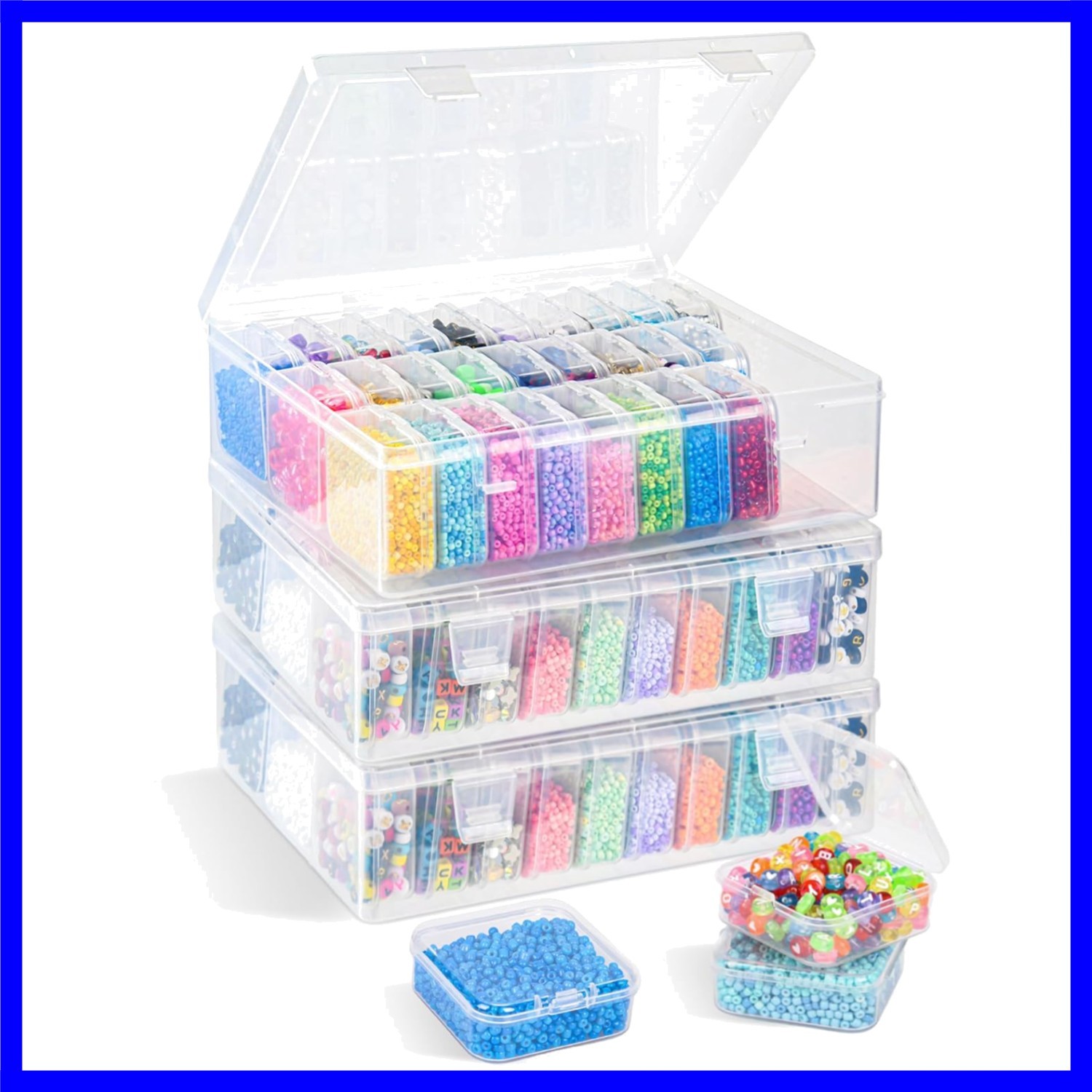 Bead Organizer Box, 93 Pcs Plastic Bead Organizers and Storage, Clear Craft S...