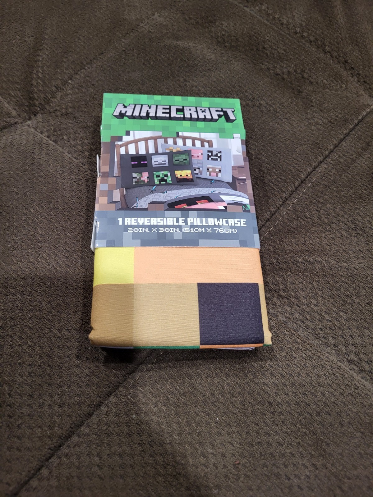 Minecraft Reversible Standard Pillow Case. New. 1 Pack.