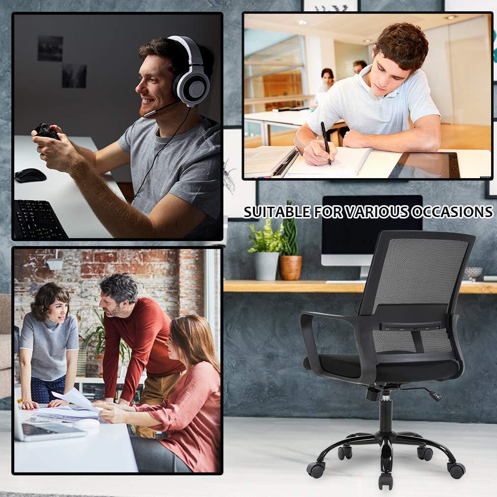 PayLessHere Ergonomic Desk Swivel Rolling Computer Executive Lumbar Support T...