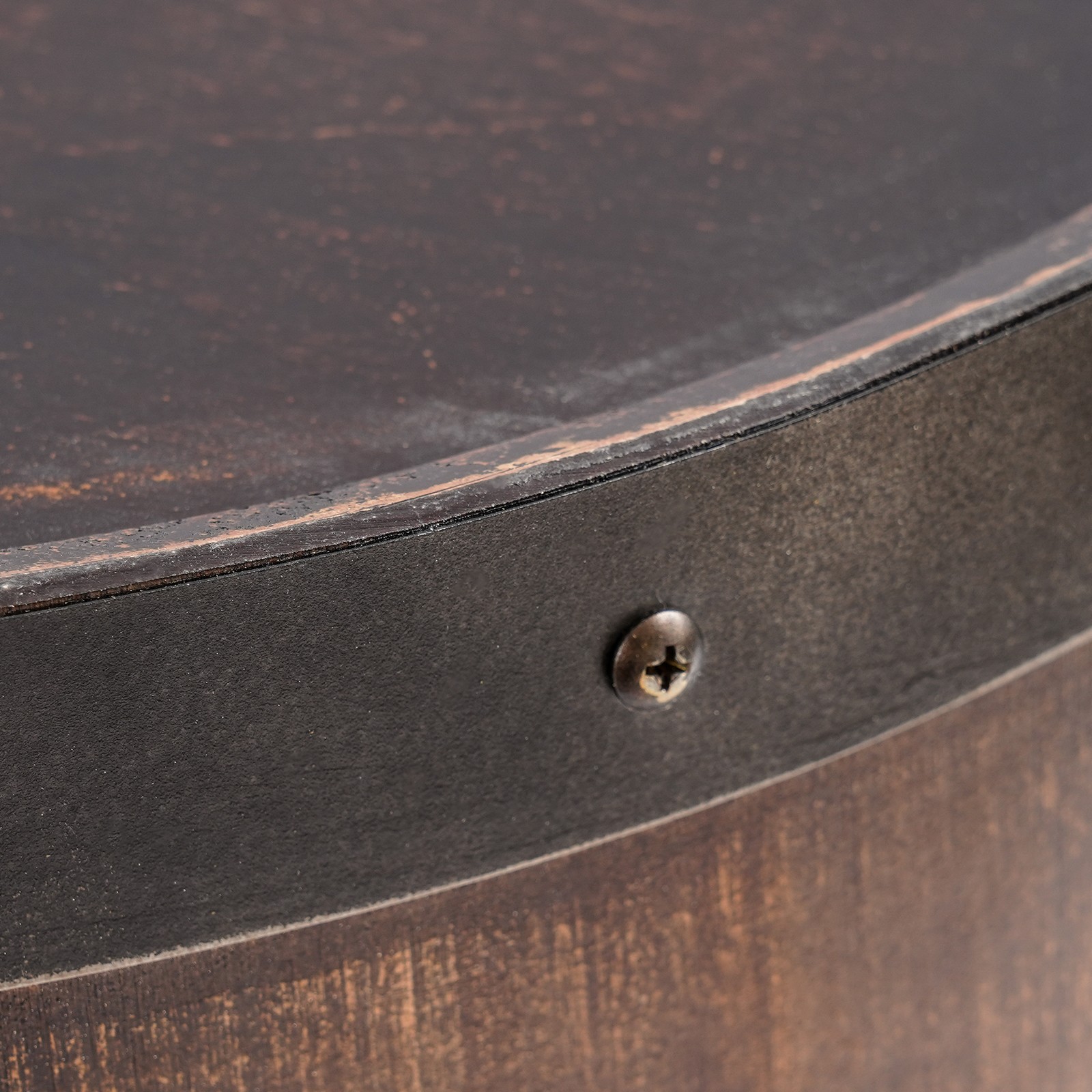 Rustic Oak Wood Barrel-Style Round End Table Brown Side Table