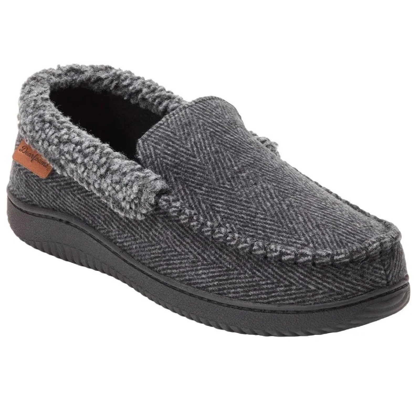 Dearfoams Men's Memory Foam Slipper (Gray, US Footwear Size System, Adult, Men