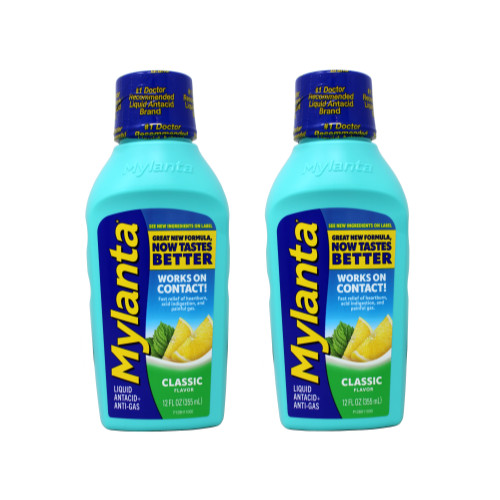 2 Pack - Mylanta Liquid Antacid & Antigas, Classic Flavor, 12.0 fl oz