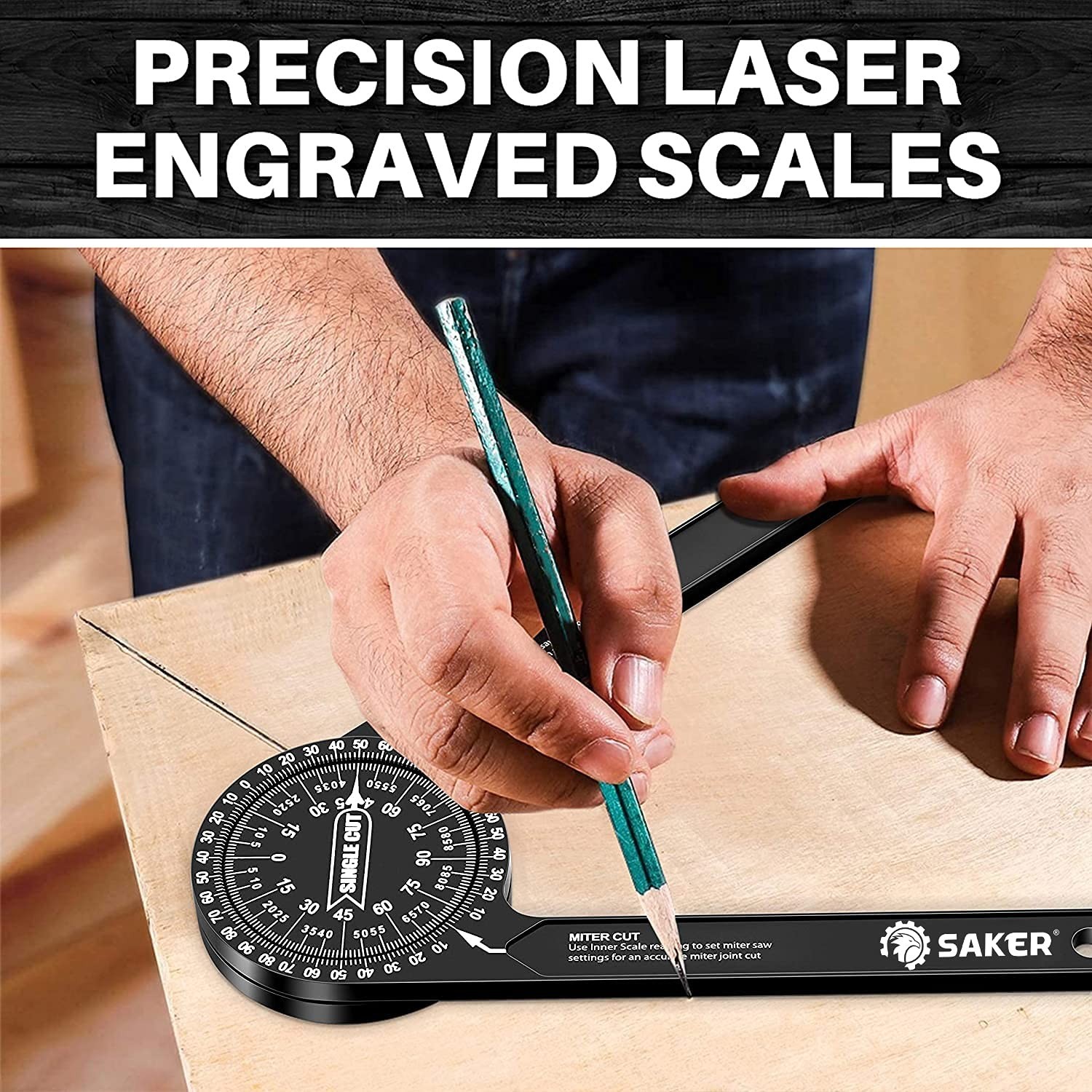 Versatile 7-Inch Laser Engraved Miter Saw Protractor for Accurate Measurements