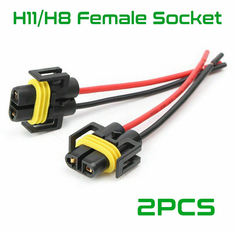 2pcs H11 Female Connector Wiring Pigtail Harness for Head Light Low Beam Socket
