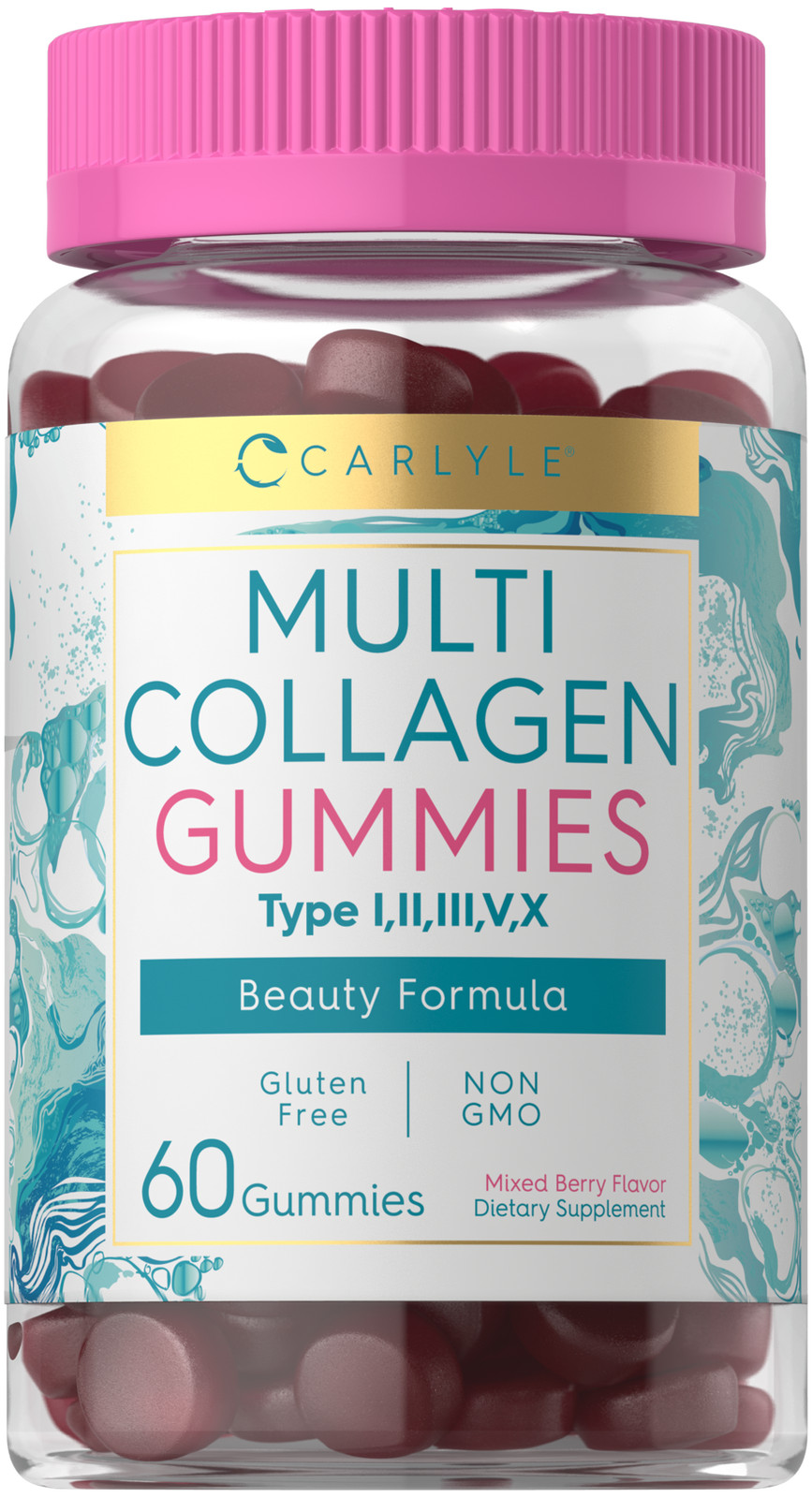 Collagen Gummies | 60 Count | Multi Collagen Complex | Berry Flavor | by Carlyle