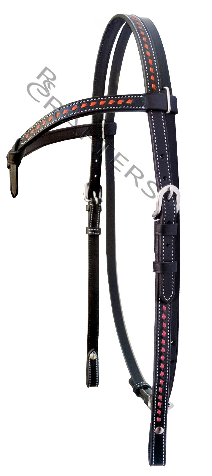 Western Leather Headstall Hand Braided Rawhide Knotting Futurity Knot Black
