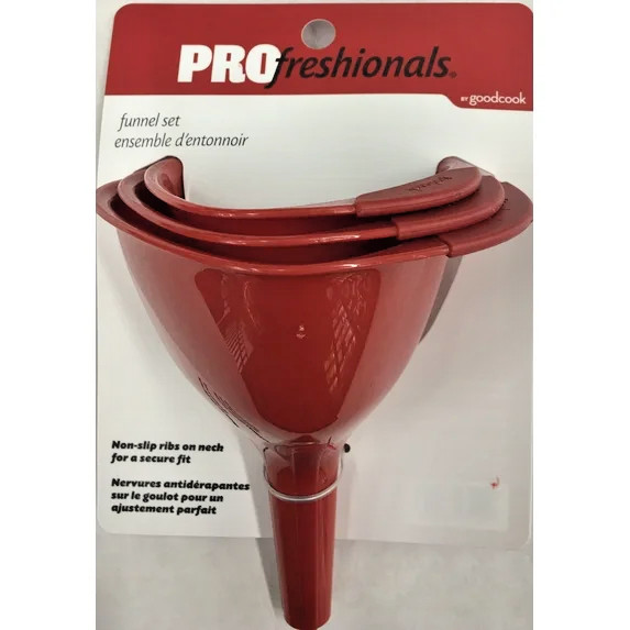 GoodCook PROfreshionals Funnel Set of 3 Pieces, Carnelian-Red Color