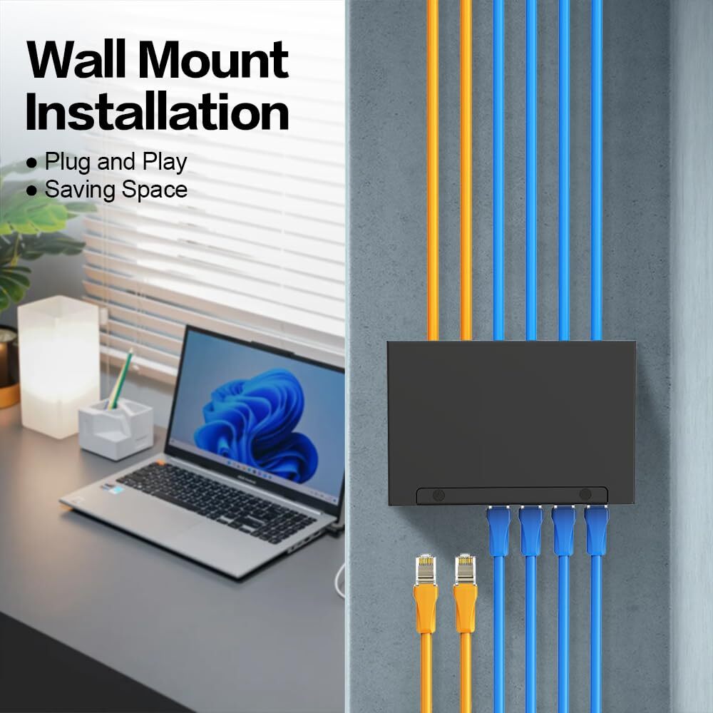 Patch Panel 6 Port CAT6A Keystone Patch Panel Shielded Network for Home/Offic...