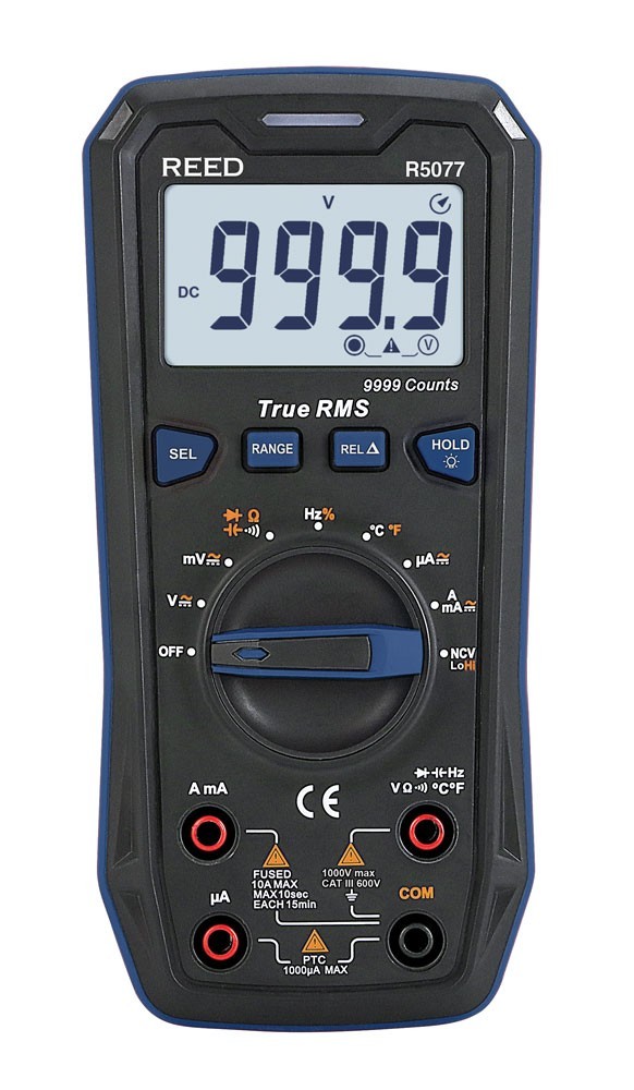 REED Instruments R5077 True RMS Digital Multimeter, AC/DC 1000V