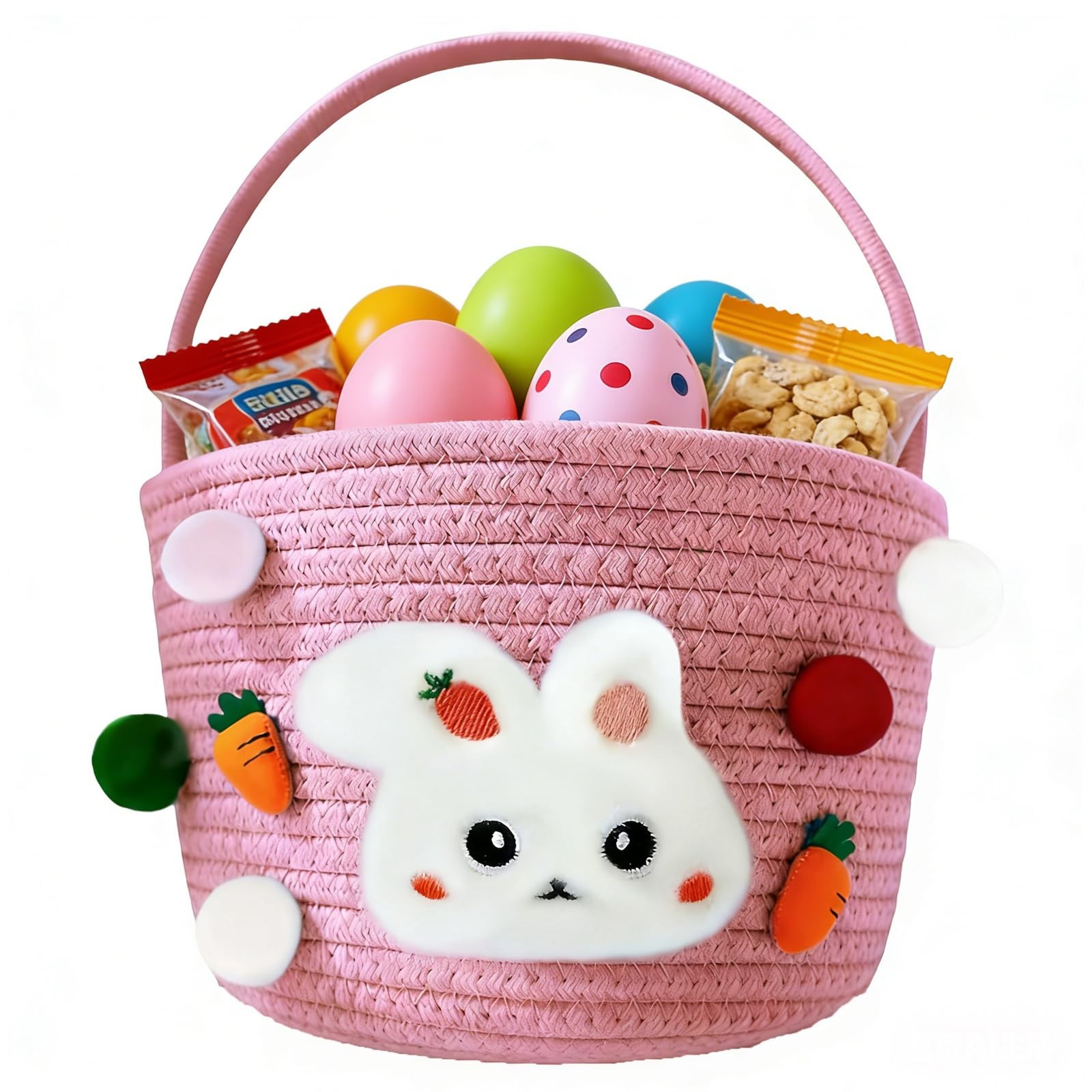 Easter Bunny Baskets for , Baby Easter Empty Egg Basket with Handle, Woven Ro...