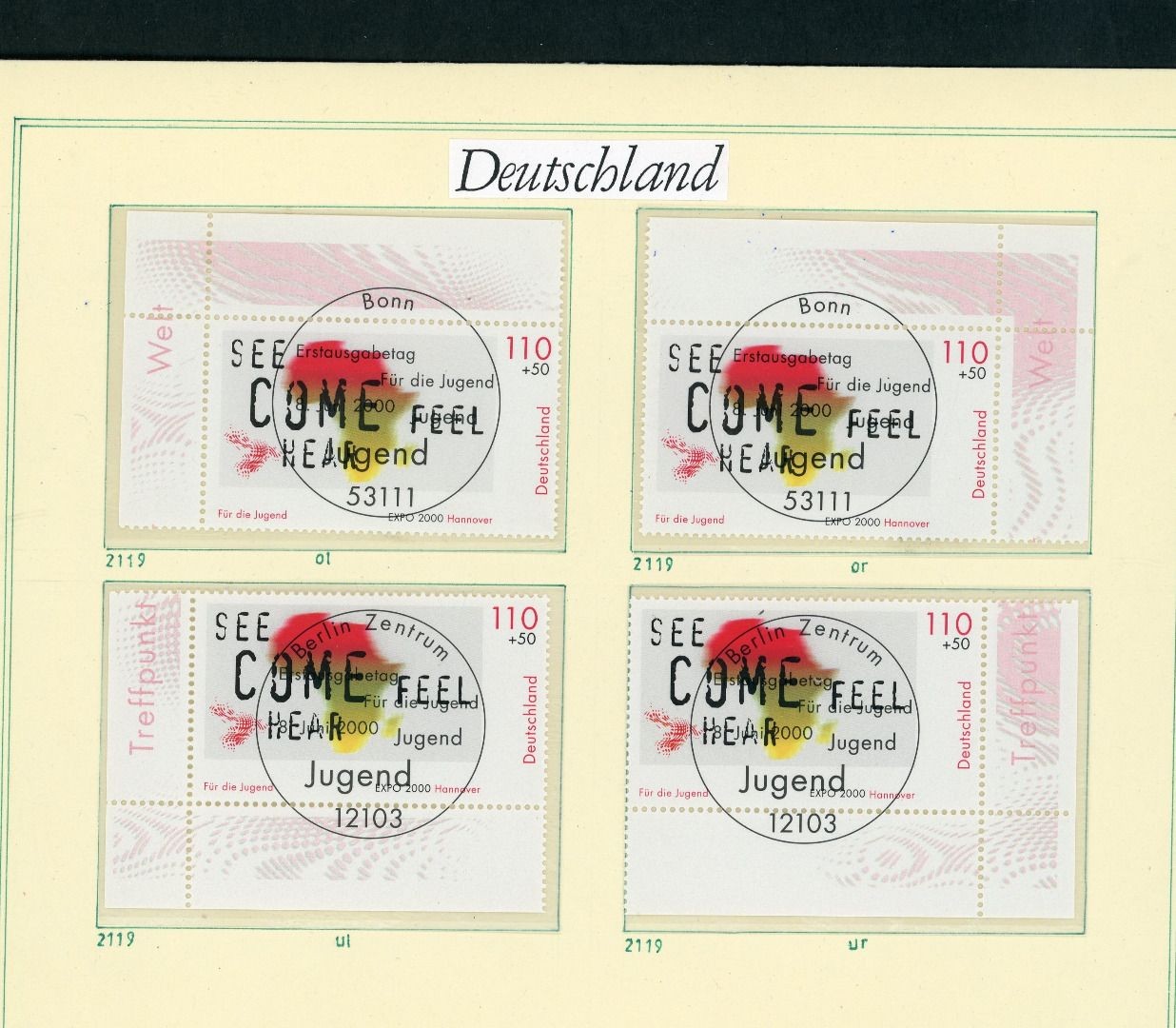 Federal Michel number 2119 corners stamped