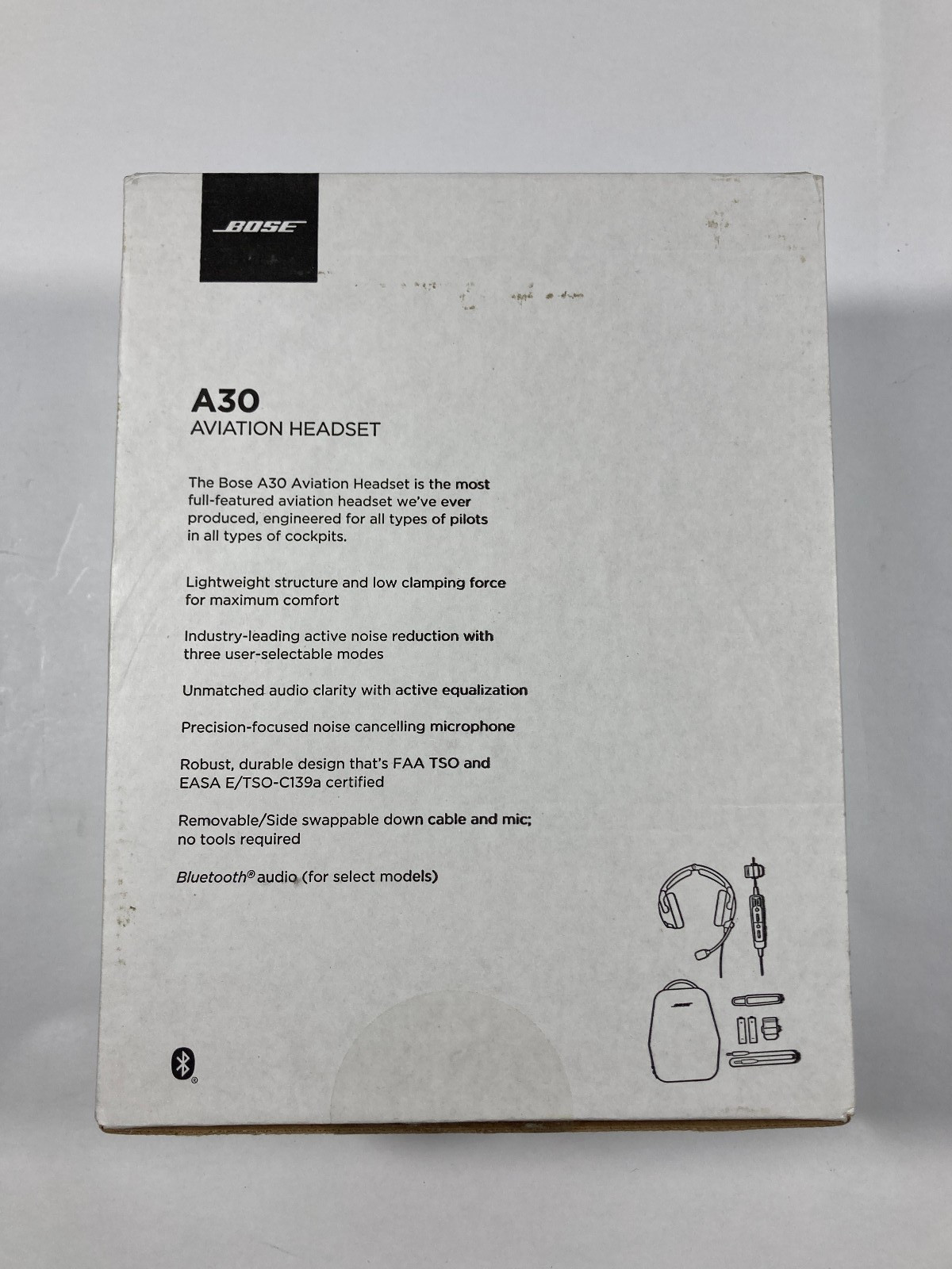 Bose A30 Aviation Headset with Bluetooth - Dual GA Plug - Brand New