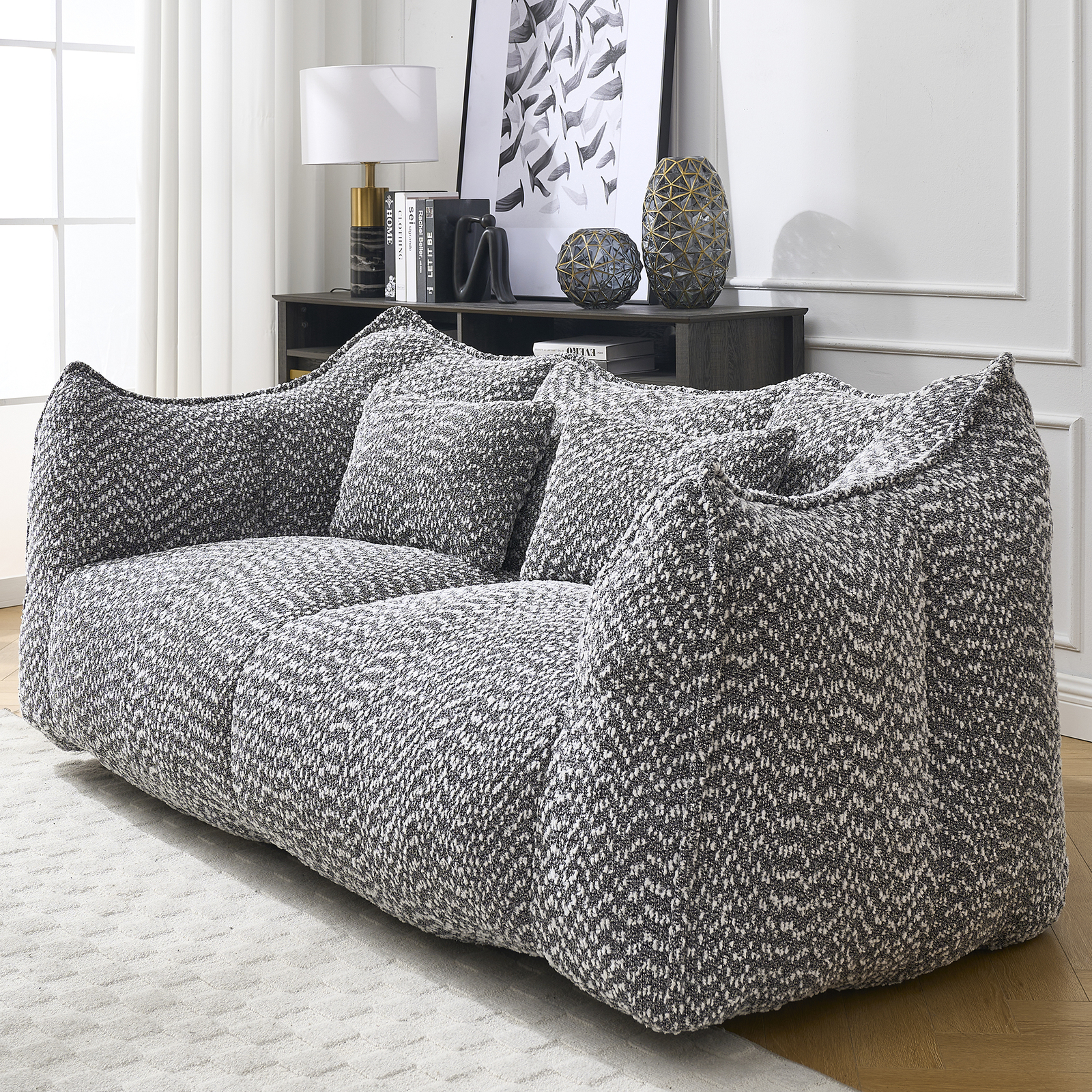 Bean Bag Chairs Lazy Sofa recliner high resilience foam core 2people sofa Grey