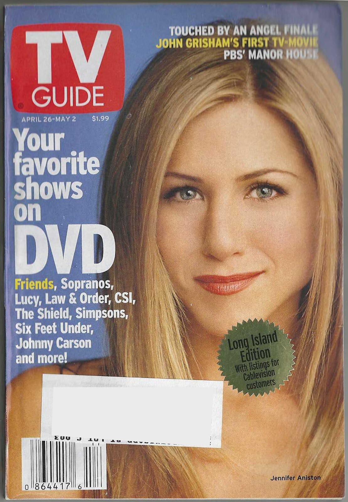 2003 TV GUIDE Jennifer Aniston April 26-May 2 LI Edition