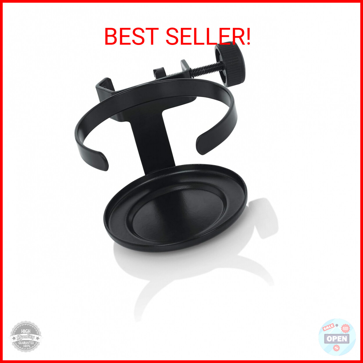 Gator Frameworks Microphone Stand Drink Holder Holds Beverage, Single Cup Clamp