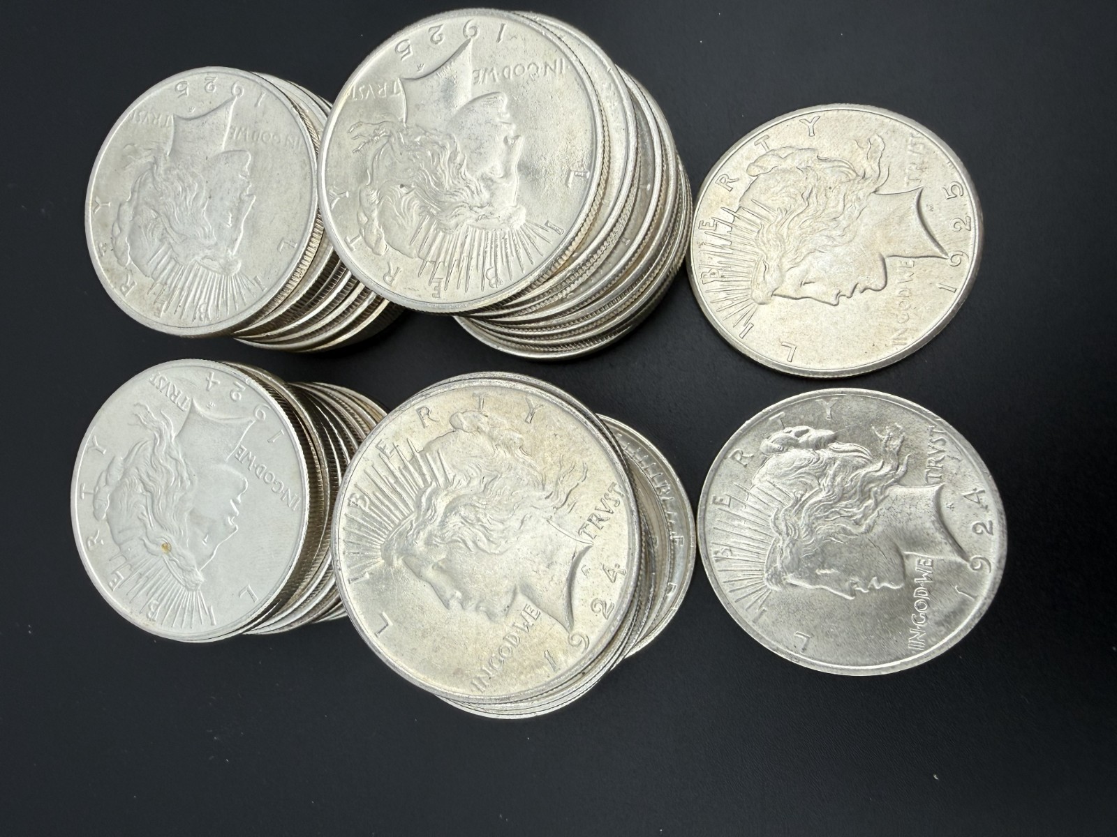 1924/1925 Silver Peace Dollar BU Lot of 100 Constitutional Silver