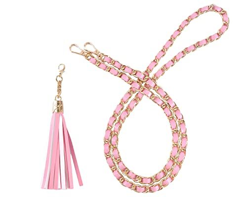 Purse Chain Strap with Tassel - Microfiber Leather - Replacement for Pink