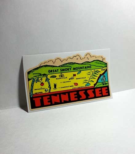 Tennessee Great Smoky Vintage Style Travel Decal, Vinyl Sticker, Luggage Label