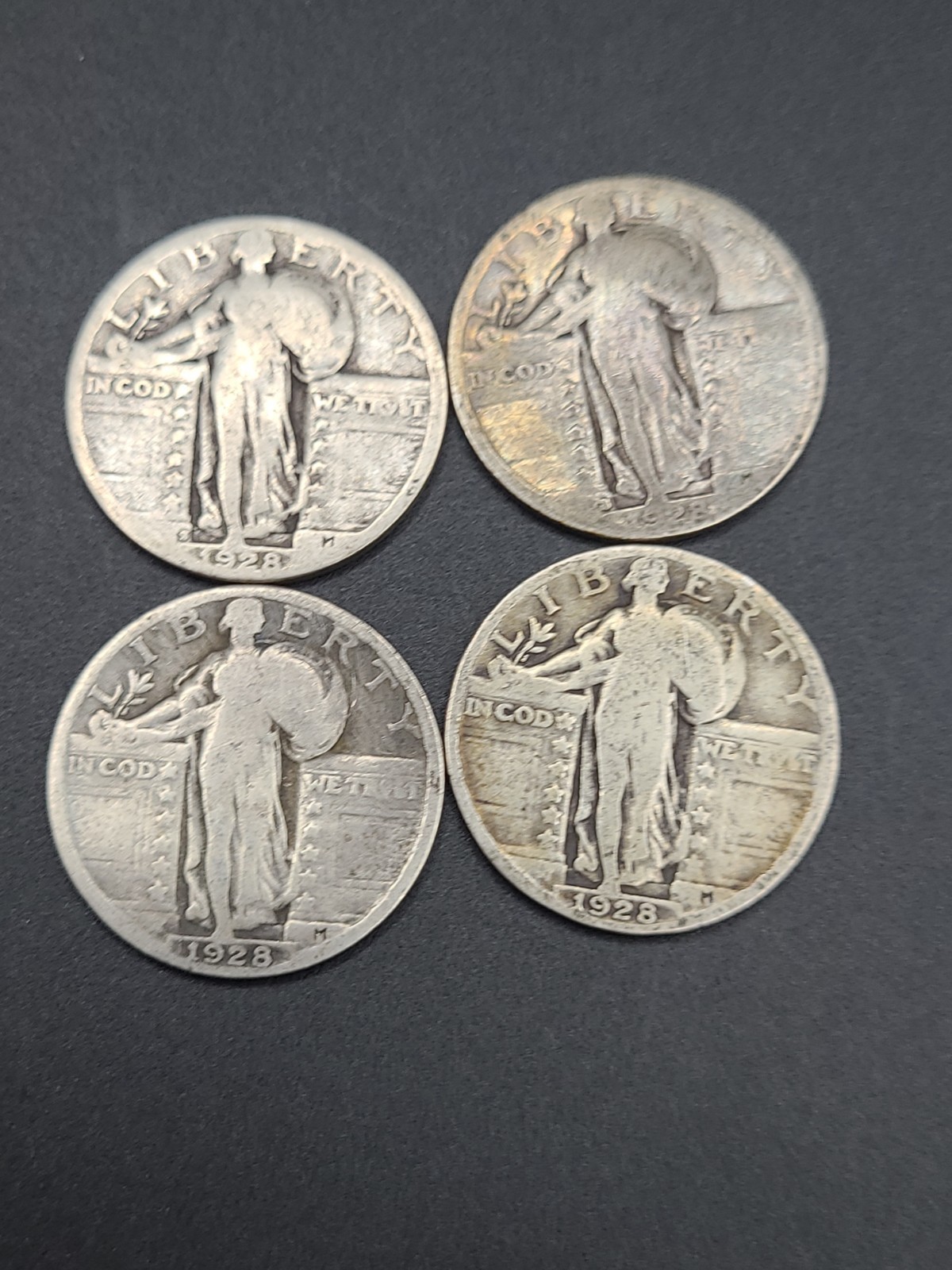 (4) 1928 Standing Liberty Quarters 90% Silver