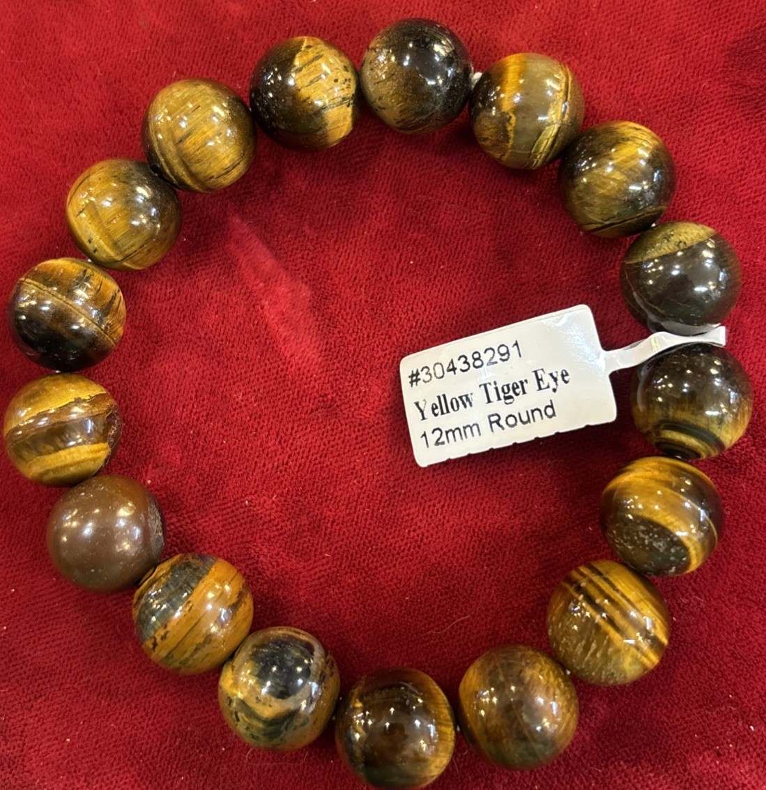 Yellow Tiger Eye - 12 mm Round Beaded Bracelet