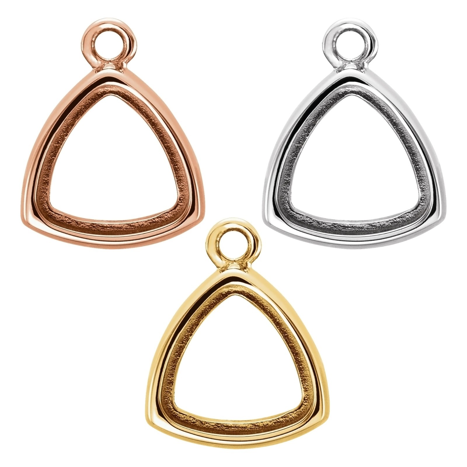 14K Solid Gold, Platinum & Sterling Silver Trillion Bezel-Set Dangle 6 mm