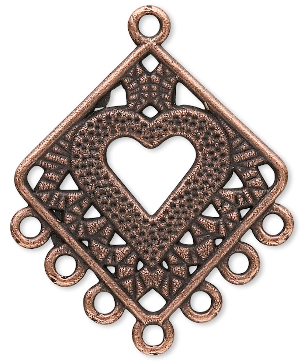 20 Antiqued Copper Pewter 25x24mm Diamond Chandelier Connectors with 7 Loops *