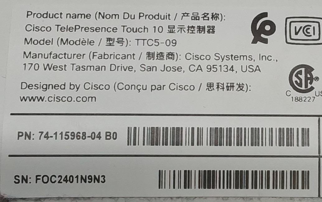 Cisco Touch 10 Tablet Conference Controller CD-T10-TS-L-K9